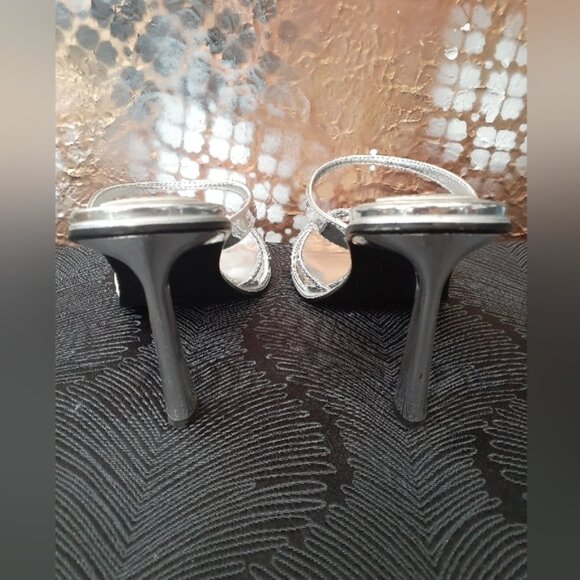 Zara Elegant Silver Strappy Heels - Picture 7 of 12